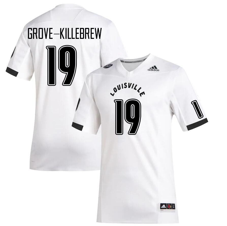 Men #19 Marquis Grove-Killebrew Louisville Cardinals College Football Jerseys Stitched Sale-White
